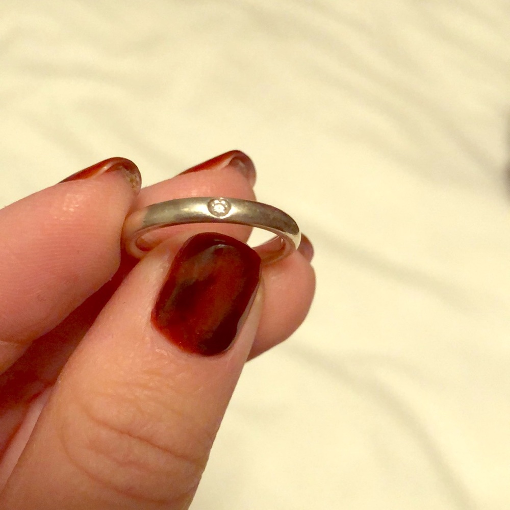 Pave Diamond Sterling Silver Tiffany & Co Ring sz5